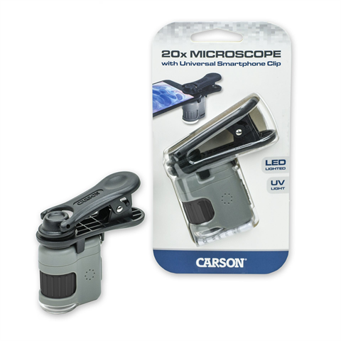 Carson Taschenmikroskop MM-380 MicroMini 20x mit Smartphone-Adapter