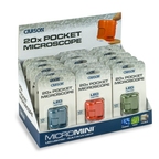Carson Taschenmikroskop MicroMini 20x mit UV und LED, 15 Stück Display