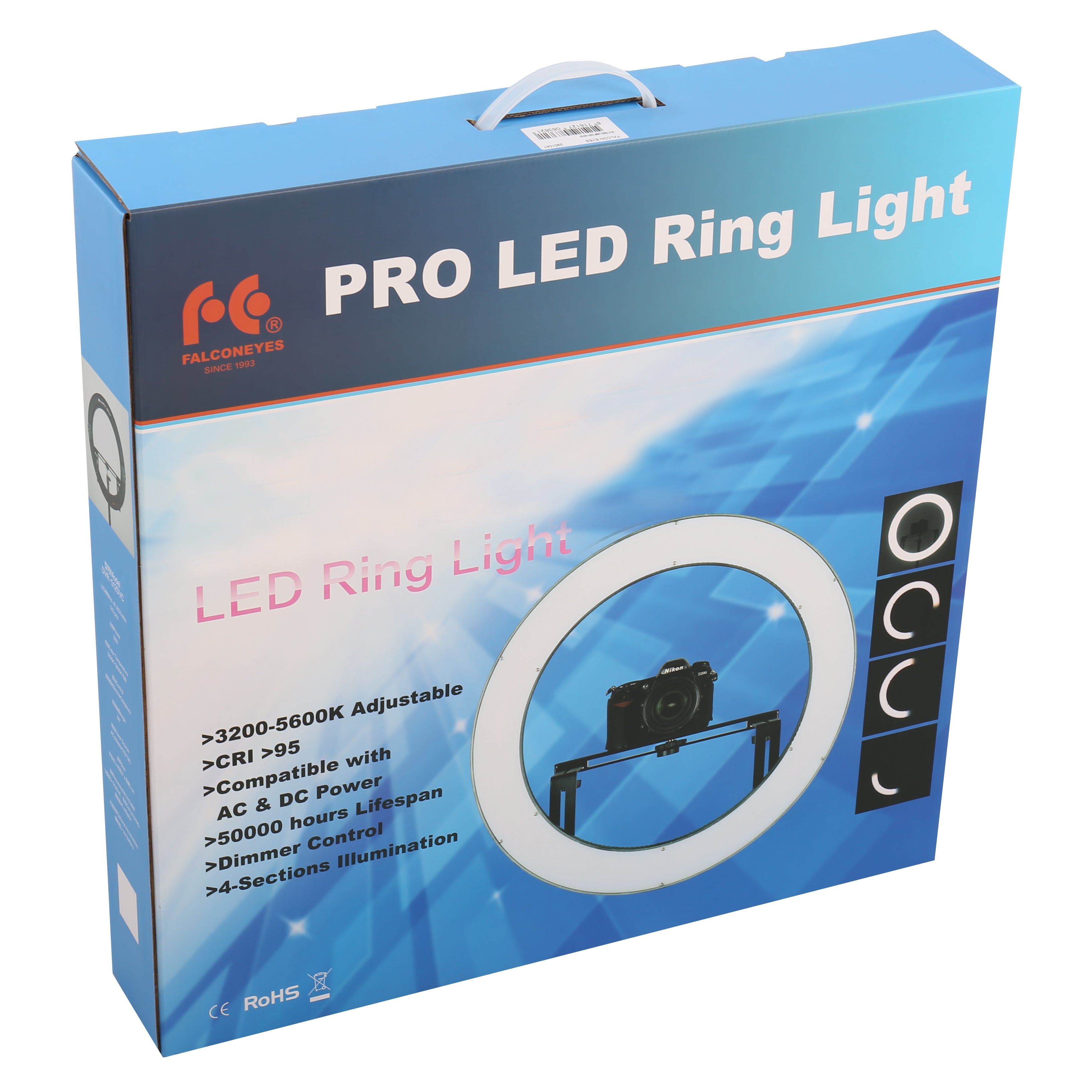 Falcon Eyes Wi-Fi Bi-Color LED Ringlampe Dimmbar DVR-160TW