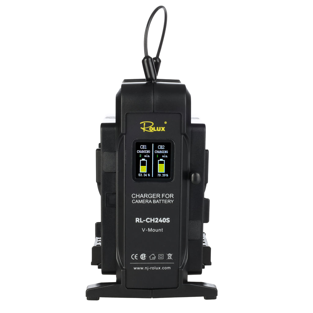 Rolux Doppel-Schnelladegerät RL-CH240S für V-Mount Akku