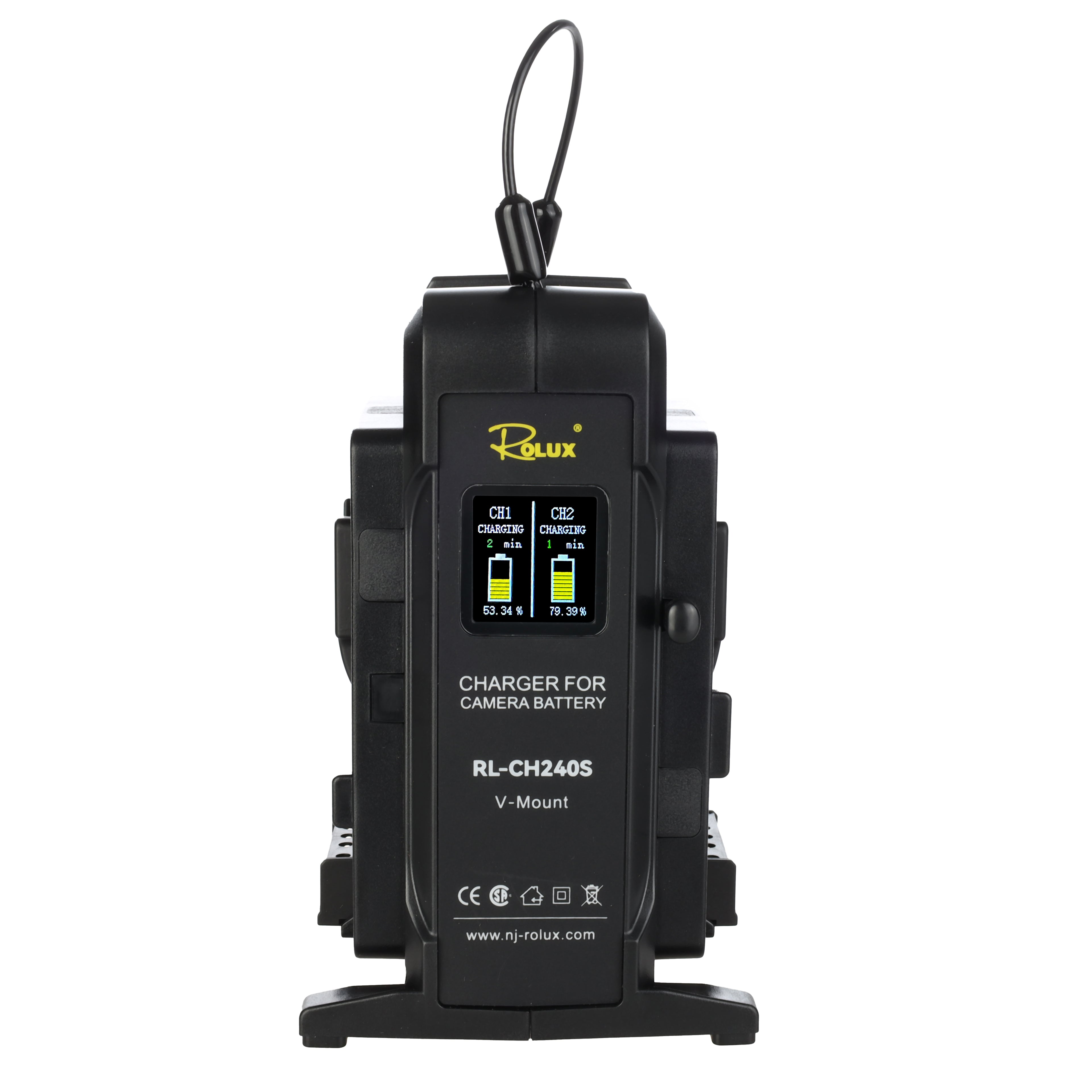 Rolux Doppel-Schnelladegerät RL-CH240S für V-Mount Akku