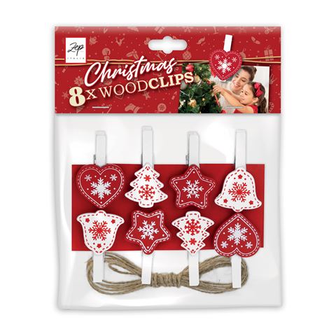 Zep Weihnachts Kit Wood Clips Rot LK38R 8 St.