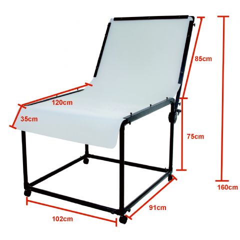 StudioKing Professioneller Aufnahmetisch FST-10200W 100x200 cm