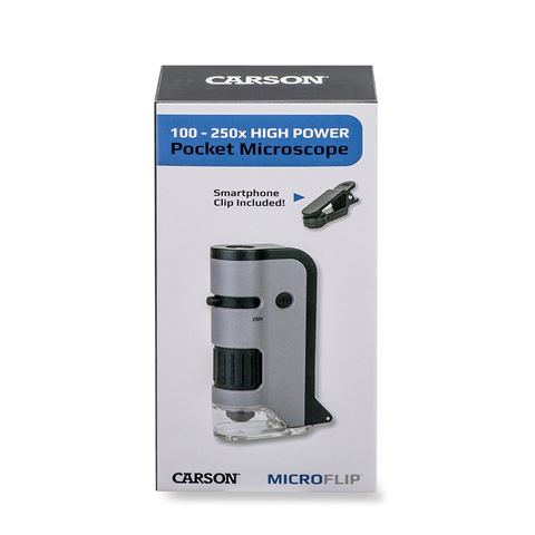 Carson Handmikroskop MP-250 MicroFlip 100-200x mit Smartphone-Adapter