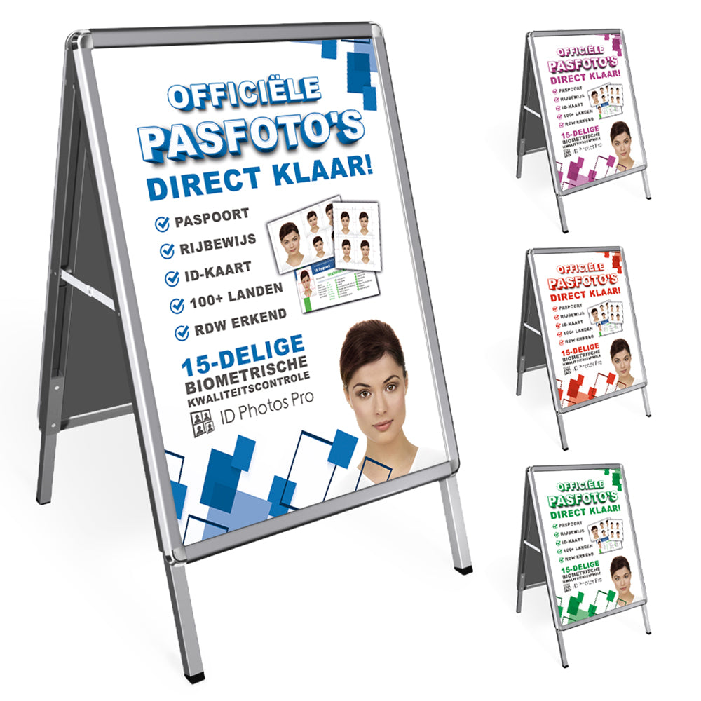 Gehwegschild A1 inklusive Passfoto Poster auf 2 Seiten – 59,4 x 84 cm
