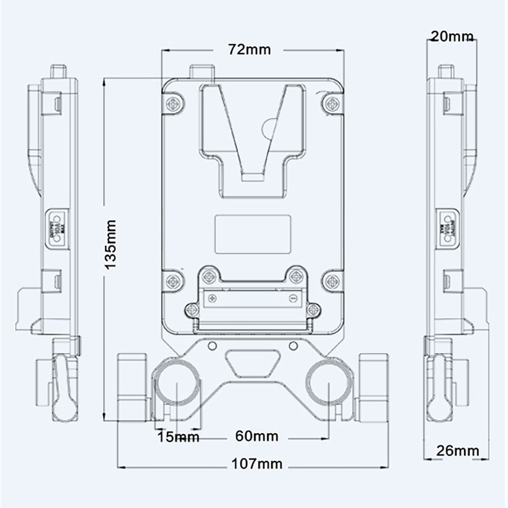 Rolux Mini V-Mount Akkuhalter RL-AC13S