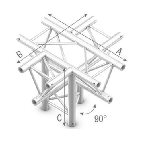 Studioking Truss T-Kreuz 90 Grad 5-Weg Scheitelpunkt Unten