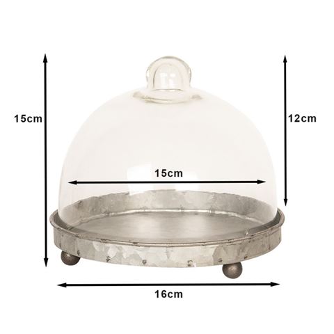 Clayre Eef Glasglocke 6GL2492 Grey Transparent 16x15 cm